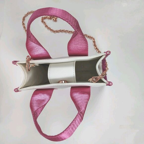 Deadstock Rare Cute Pink & White Guess Factory Logo-Tape Mini Tote Crossbody bag - Picture 8 of 16
